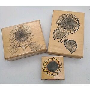 Sunflower Wood Mounted Rubber Stamps Set Of 3 Large Card Making Craft Journaling